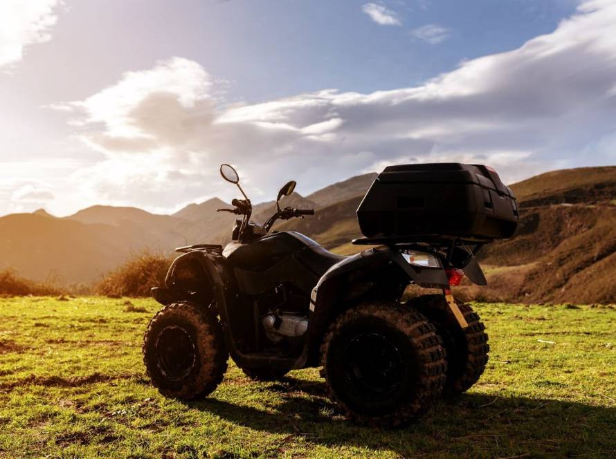 An ATV parked.
